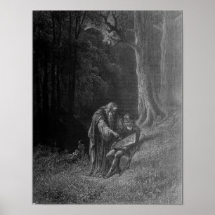 Affiche Merlin enseignant le jeune Arthur