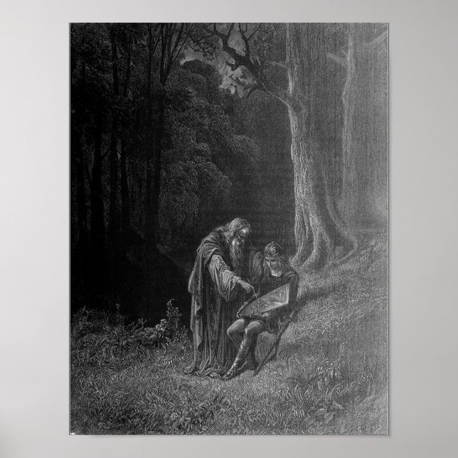 Affiche Merlin enseignant le jeune Arthur (Devant)