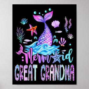 Affiche Mermaid Arrière-Mère Famille Anniversaire Fille