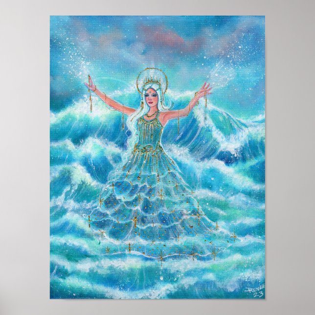 Affiche Mermaid art nymphe marine par Renee Lavoie (Devant)