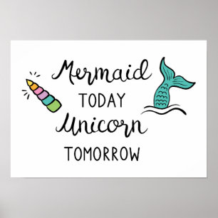 Affiche Mermaid Aujourd'Hui Unicorne Demain