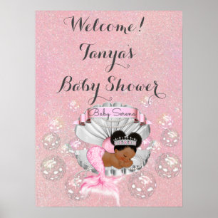 Affiche Mermaid Baby Shower Birthday Welcome Sign Shell