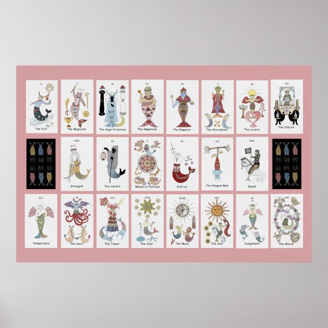 Affiche Mermaid chat Tarot Major Arcana (Devant)