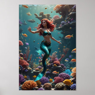 Affiche Mermaid enjoying the reef