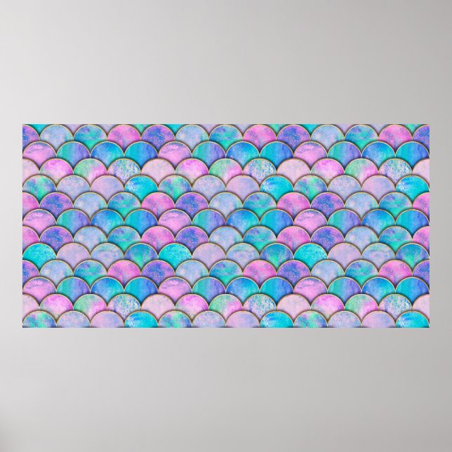 Affiche Mermaid fish scale wave japanese seamless pattern. (Devant)