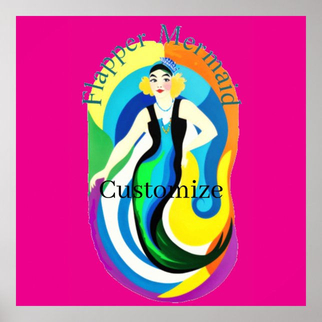 Affiche Mermaid Flapper Colorée Thunder_Cove (Devant)