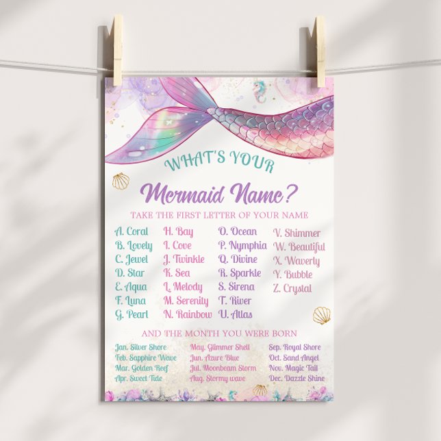 Affiche Mermaid Name Game Pastel Ocean Girl (Créateur téléchargé)