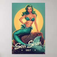 Mermaid Pin-Up des années 1950 – Art Pop Sirène de