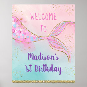 Affiche Mermaid Pink Gold Anniversaire