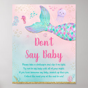 Affiche Mermaid Pink Gold Under the Sea Ne dis pas Baby