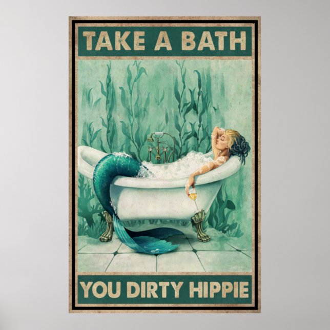 Affiche Mermaid Prends Un Bain, Mince Hippie (Devant)