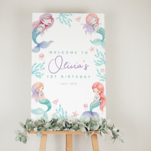 Affiche Mermaid Purple et Turquoise Anniversaire