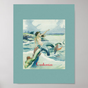 Affiche Mermaid Riding Serpent de mer Thunder_Cove
