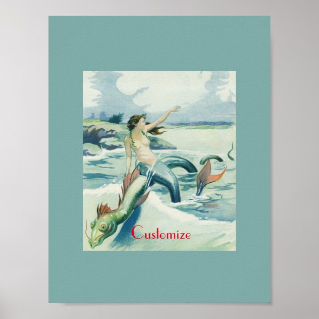 Affiche Mermaid Riding Serpent de mer Thunder_Cove (Devant)