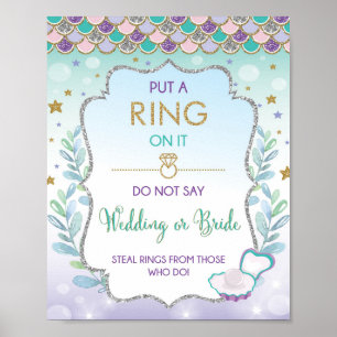 Affiche Mermaid Ring Game Wedding or Bride Bridal Shower