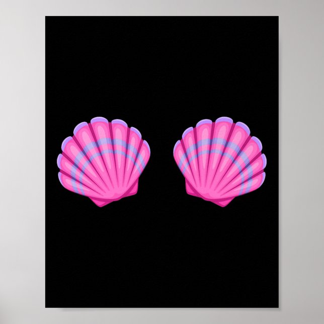 Affiche Mermaid Sea Shell Bra Halloween Costume Tee Pink S (Devant)