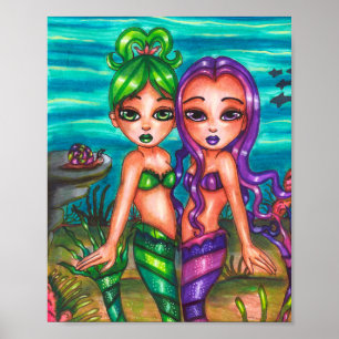 Affiche Mermaid Twin Sisters Imaginaire conte de fées orig