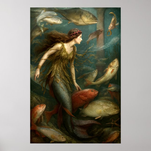 Affiche Mermaid Under The Sea With Fish (Devant)