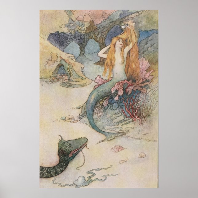 Affiche Mermaid Warwick Goble (anglais, petit (Devant)