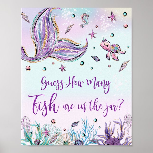 Affiche Mermaid Whimsical devine combien de poissons dans  (Devant)