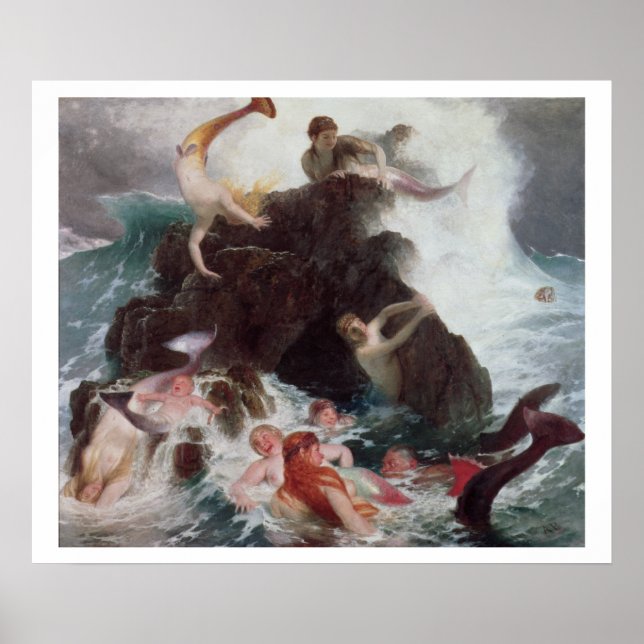 Affiche Mermaids à Play, 1886 (huile sur toile) (Devant)