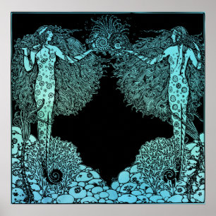 Affiche Mermaids Art Nouveau de la mer