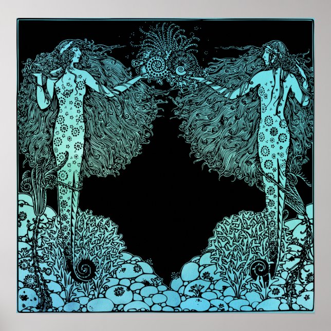 Affiche Mermaids Art Nouveau de la mer (Devant)