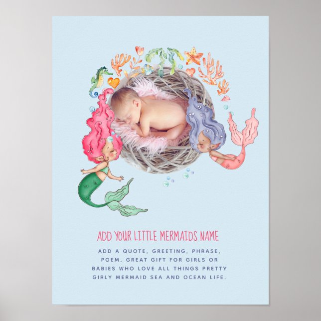 Affiche Mermaids PHOTO Faire-part murale ou bienvenue (Devant)