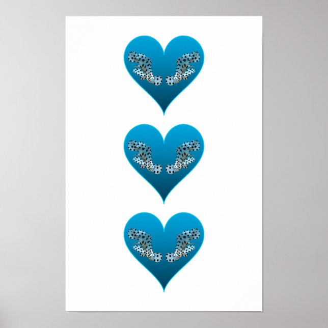 Affiche Mérou - Cœurs bleus, disposés verticalement |  (Devant)