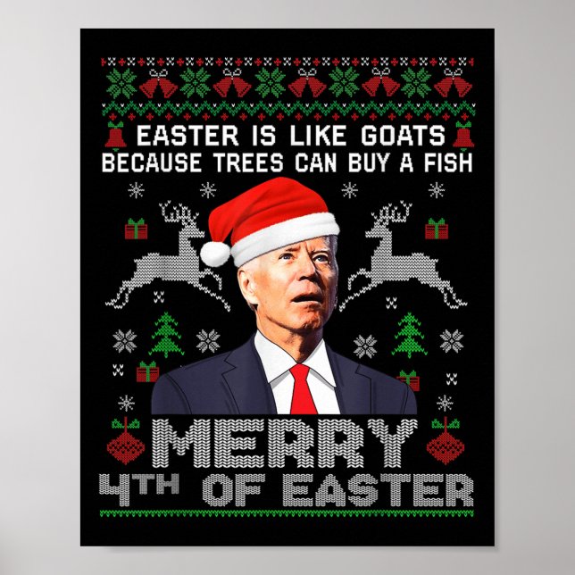 Affiche Merry 4th Of Easter Funny Biden Ugly Christmas Swe (Devant)