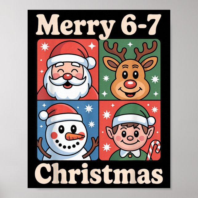 Affiche Merry 6 7 Six Seven Meme Christmas Women Men Kids  (Devant)