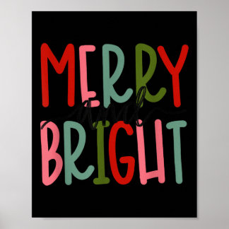 Affiche Merry And Bright Christmas Women Girls Kids Toddle