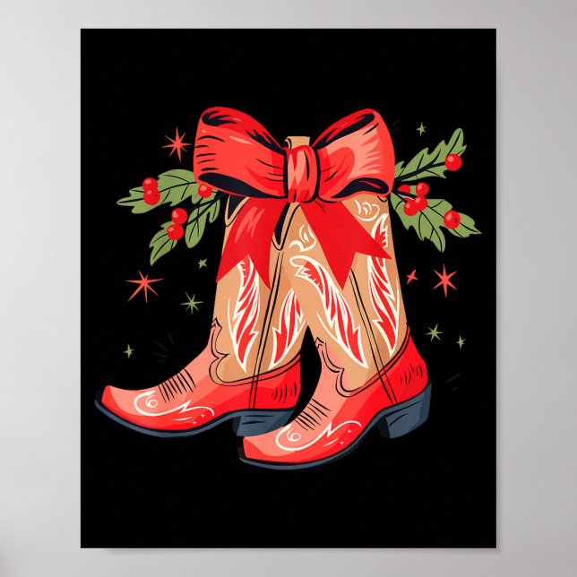 Affiche Merry And Bright Cowgirl Boot Christmas Western Co (Devant)