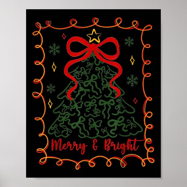 Affiche Merry And Bright Merry Christmas Coquette Tree Gir (Devant)