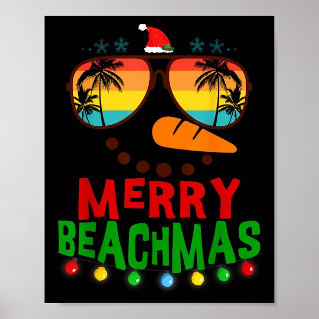 Affiche Merry Beachmas Trocal Christmas Hawaii Snowman Bea (Devant)