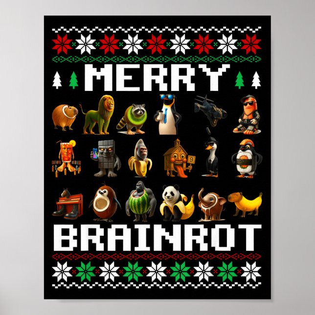Affiche Merry Brainrot Ugly Christmas Sweater Funny Italia (Devant)