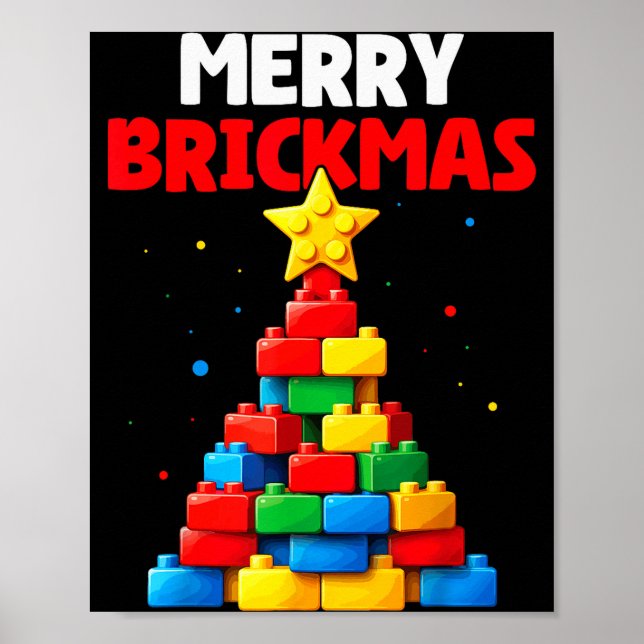 Affiche Merry Brickmas Block Building Builder Brick Master (Devant)