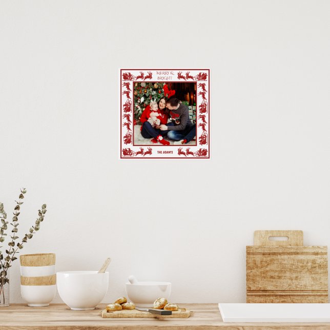 Affiche Merry & Bright Santa Sleigh Ride Christmas Photo (Cuisine)