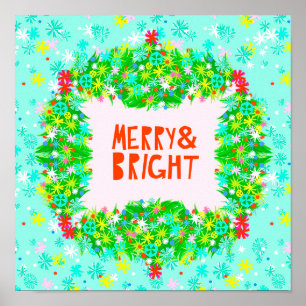 Affiche Merry & Bright Wreath