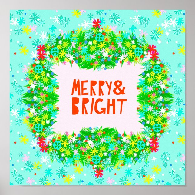 Affiche Merry & Bright Wreath (Devant)