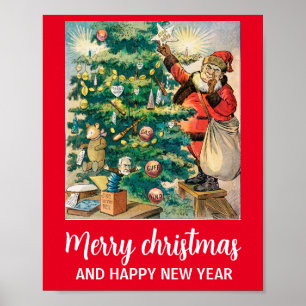 Affiche Merry christmas and happy new year 