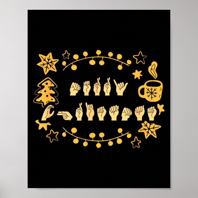 Affiche Merry Christmas Asl Sign Language Deaf Sped Women  (Devant)