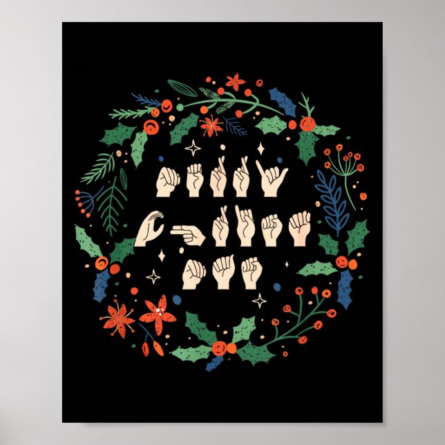 Affiche Merry Christmas Asl Sign Language Deaf Sped Women  (Devant)