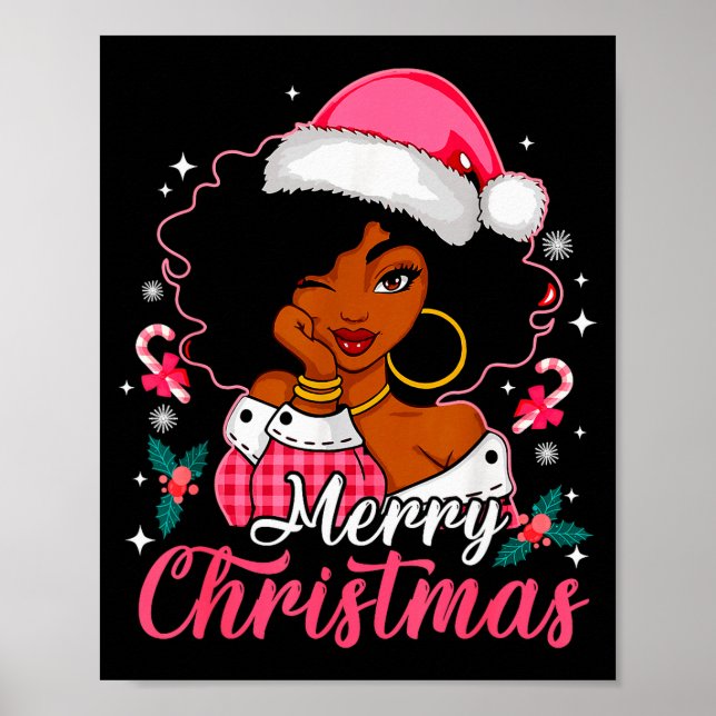 Affiche Merry Christmas Black Afro African American Girl S (Devant)