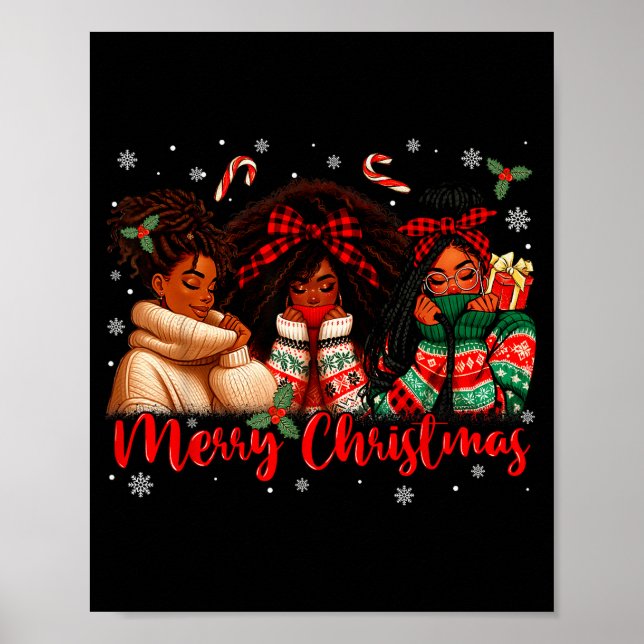 Affiche Merry Christmas Black Queen Girl African Santa Mel (Devant)
