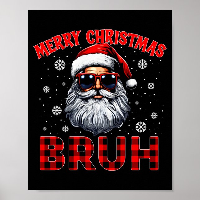 Affiche Merry Christmas Bruh Red Plaid Funny Santa Claus M (Devant)
