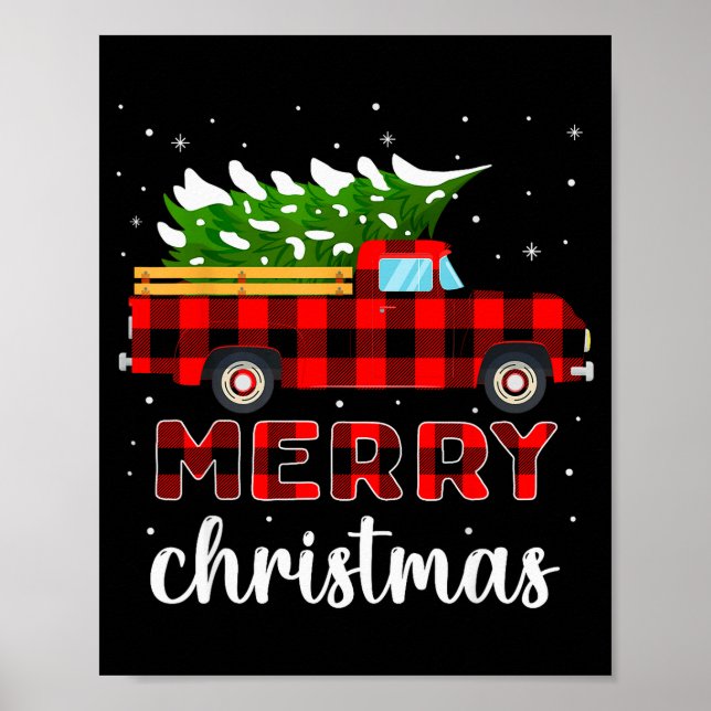 Affiche Merry Christmas Buffalo Truck Tree Red Plaid For M (Devant)
