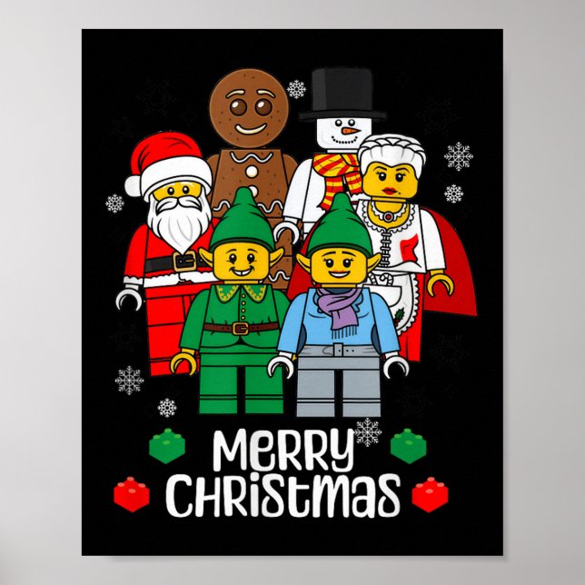 Affiche Merry Christmas Building Bricks Santa Elf Snowman  (Devant)