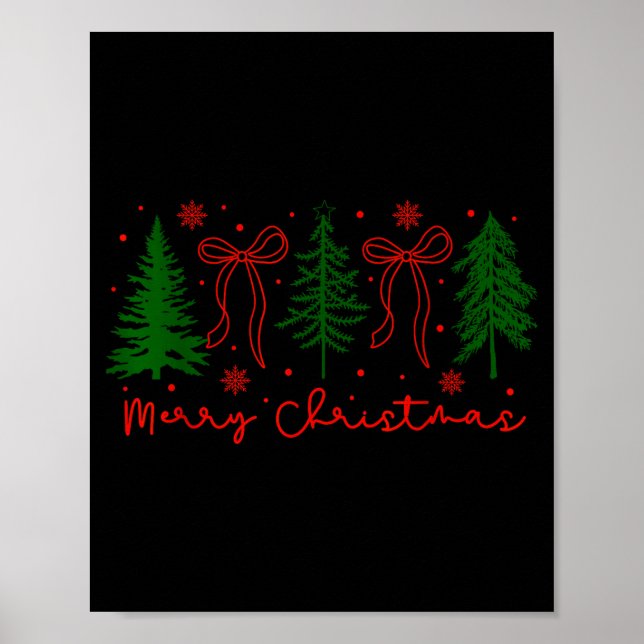 Affiche Merry Christmas Coquette Bow And Tree Retro Xmas H (Devant)