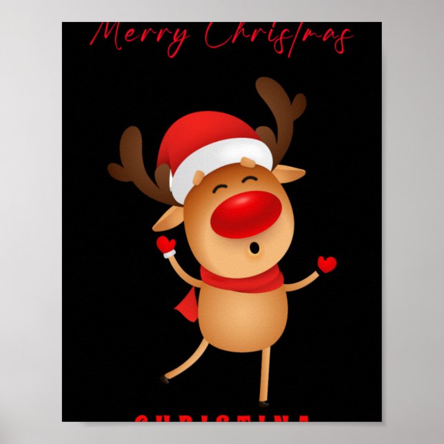 Affiche Merry Christmas Deer Cartoon Christmas T Shirt  (Devant)